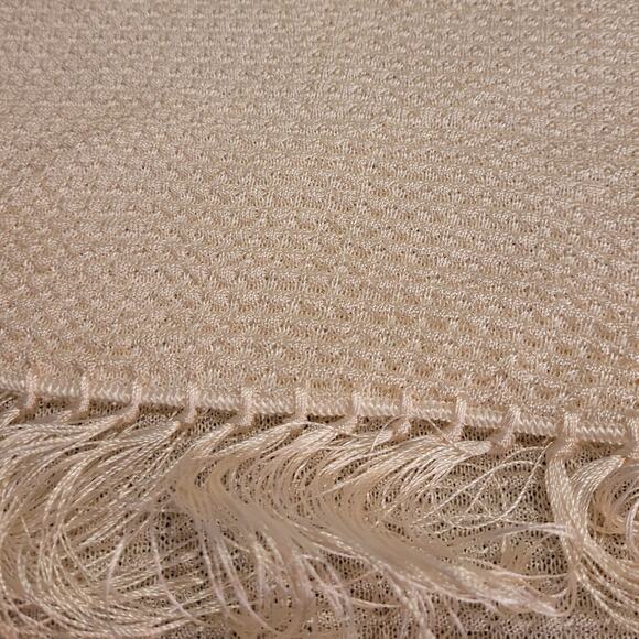VINTAGE Mid-Cetury MCM Deadstock NIB Gogaware & Long Ivory Woven Fringe Scarf - Picture 4 of 9